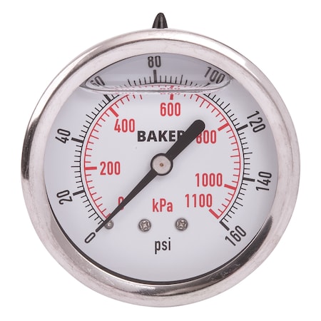 Baker Instruments AHNC-160P Pressure Gauge, 0-160 PSI AHNC-160P